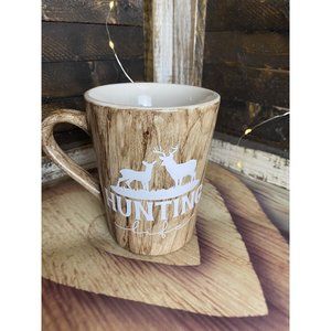Rustic Woodgrain Hunting Theme Coffee Tea Cup Mug Handmade 4.5 X 3.5 in